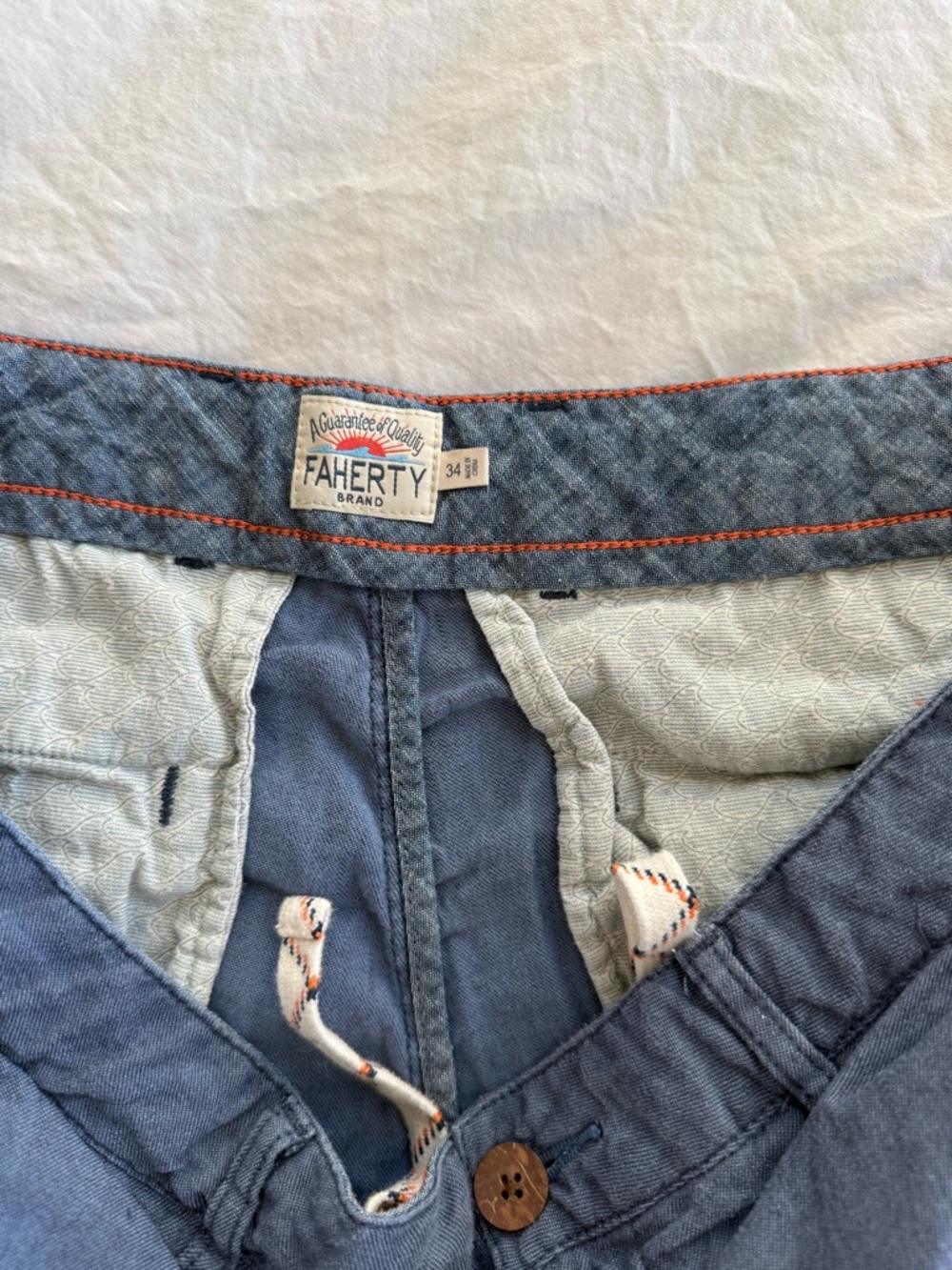 Faherty Slate Blue Drawstring Shorts - Picture 2 of 4